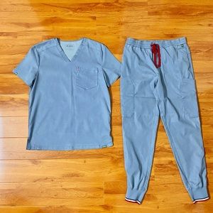 Mediclo Tencel Men Scrubs Set in Light Denim Blue, Size Small (Figs Alternative)